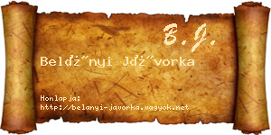 Belányi Jávorka névjegykártya